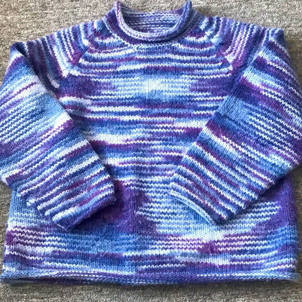Vintage space dye striped handmade wool sweater